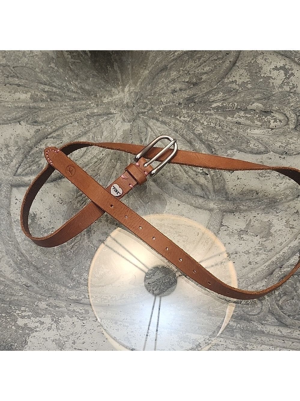 Pink Victorias Secret Brown Leather Belt Like New 33
